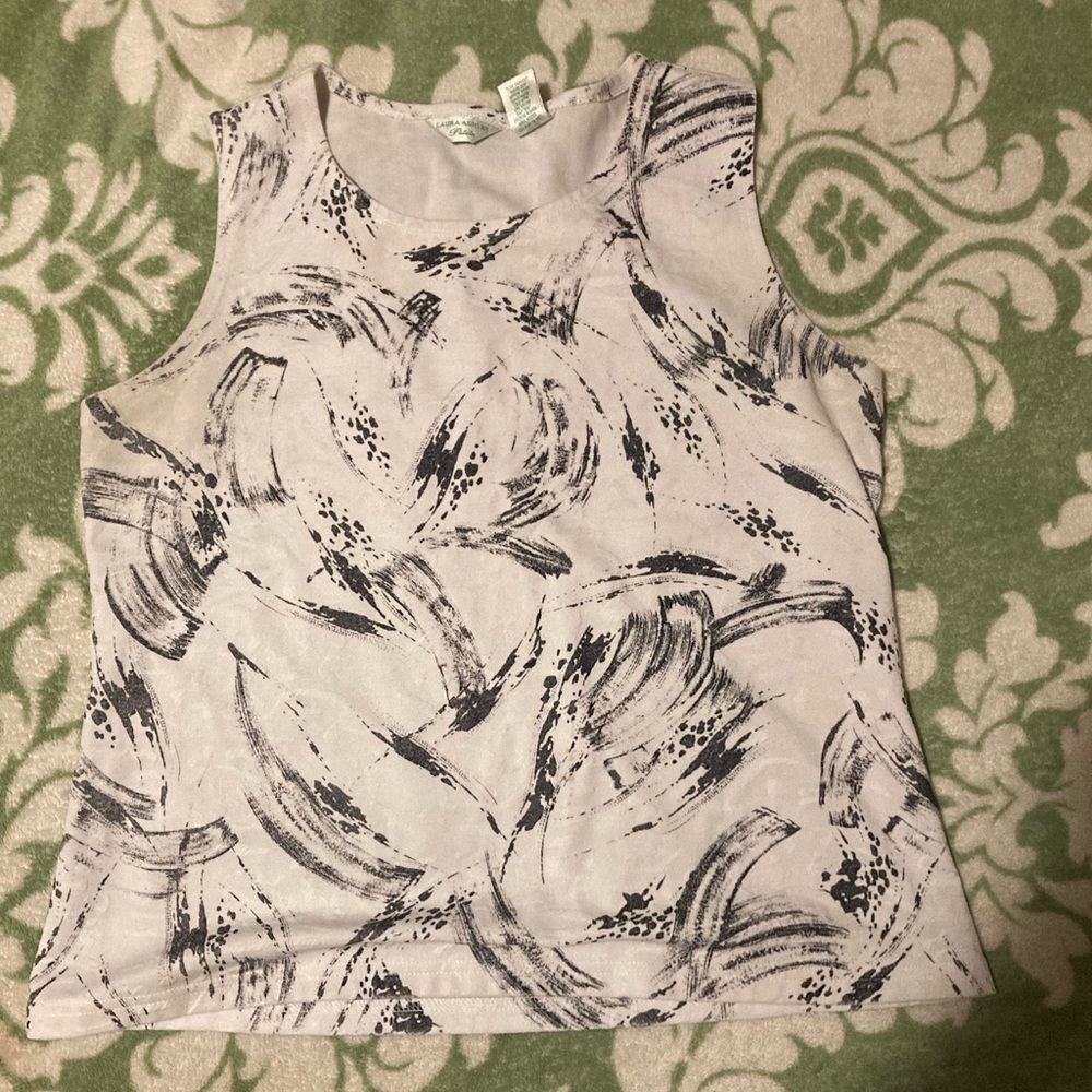 Laura Ashley Petite White Brushstroke Print Tank Top